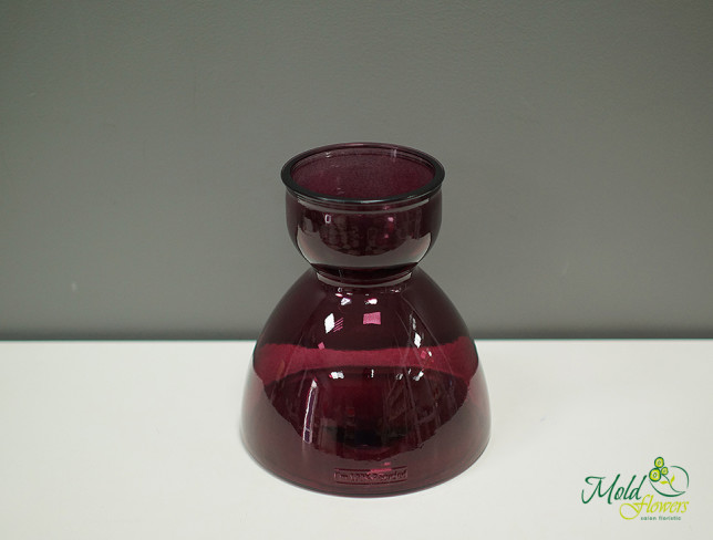 Vaza de sticlă purpuriu, înalțimea = 23cm foto